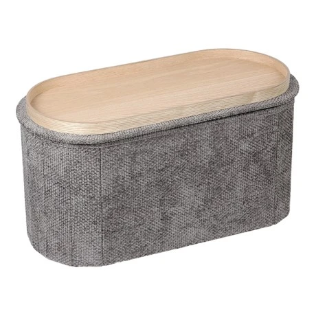 Stool-trunk Trebia pakoworld grey fabric 76x38x38cm
