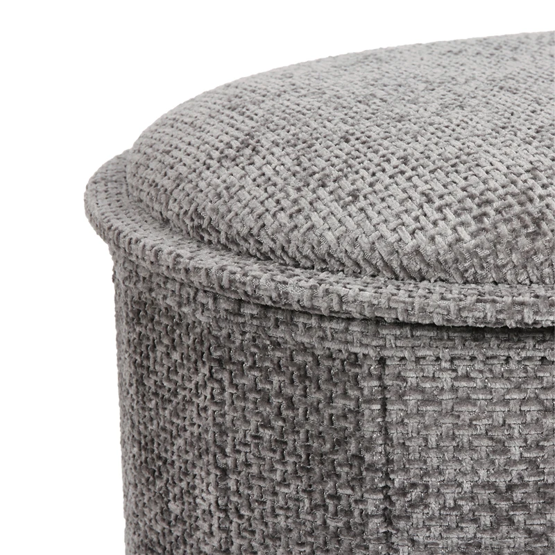 Stool-trunk Trebia pakoworld grey fabric 76x38x38cm