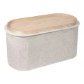 Stool-trunk Trebia pakoworld cream fabric 76x38x38cm