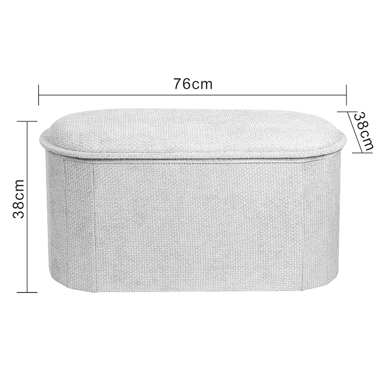Stool-trunk Trebia pakoworld cream fabric 76x38x38cm