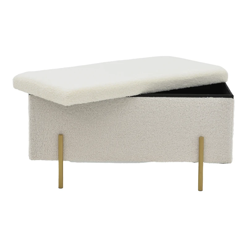 Stool-trunk Ziwel pakoworld teddy white-golden 80x40x40cm