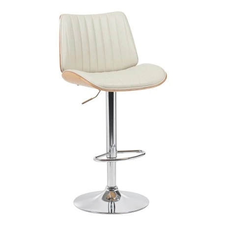 Rotating bar stool Amani pakoworld beige pu-chromed base 50.5x54x87.5-107.5cm