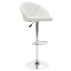 Bar stool Balina pakoworld height adjustable white pu-chrome metal 52x53x109cm Bar stool Balina pakoworld height adjustable white pu-chrome metal 52x53x109cm