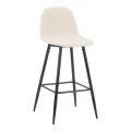 Bar stool Bella pakoworld ecru fabric with black metal leg 41.5x49x108cm