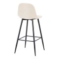 Bar stool Bella pakoworld ecru fabric with black metal leg 41.5x49x108cm