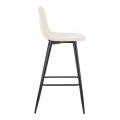 Bar stool Bella pakoworld ecru fabric with black metal leg 41.5x49x108cm