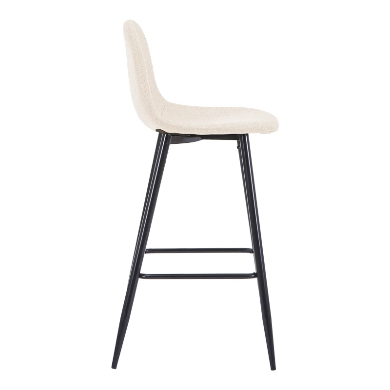 Bar stool Bella pakoworld ecru fabric with black metal leg 41.5x49x108cm