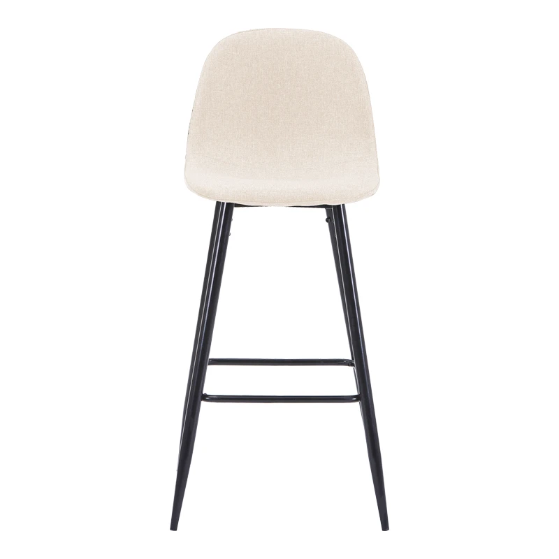 Bar stool Bella pakoworld ecru fabric with black metal leg 41.5x49x108cm