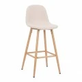 Bar stool Bella pakoworld cream fabric with natural color metal leg 41.5x49x108cm