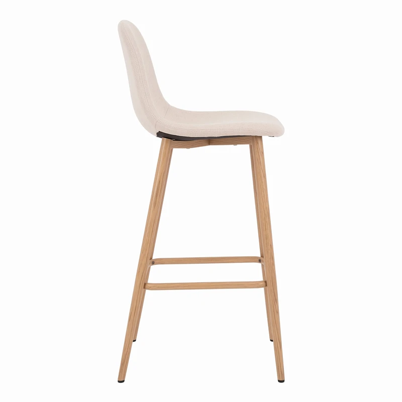 Bar stool Bella pakoworld cream fabric with natural color metal leg 41.5x49x108cm