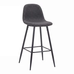 Bar stool Bella pakoworld black fabric with black metal leg 41.5x49x108cm Bar stool Bella pakoworld black fabric with black metal leg 41.5x49x108cm