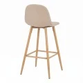 Bar stool Bella pakoworld beige fabric with natural color metal leg 41.5x49x108cm