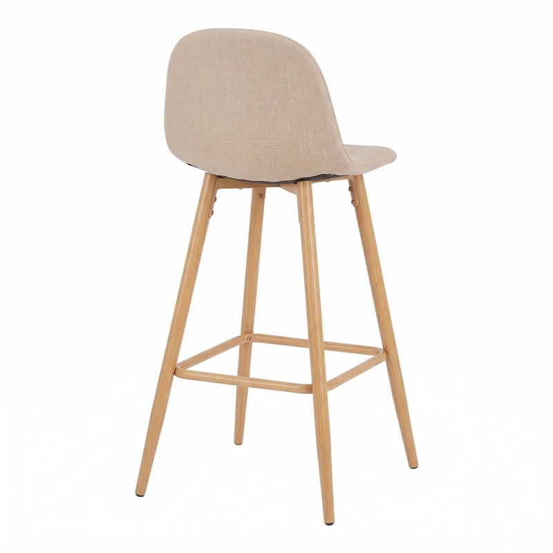 Bar stool Bella pakoworld beige fabric with natural color metal leg 41.5x49x108cm