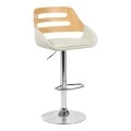 Fern pakoworld folding-swivel bar stool beige pu- wood- chrome metal 52x48.5x89-110.5cm
