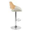Fern pakoworld folding-swivel bar stool beige pu- wood- chrome metal 52x48.5x89-110.5cm