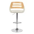 Fern pakoworld folding-swivel bar stool beige pu- wood- chrome metal 52x48.5x89-110.5cm