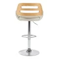 Fern pakoworld folding-swivel bar stool beige pu- wood- chrome metal 52x48.5x89-110.5cm