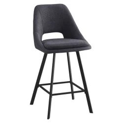 Bar stool Initiate pakoworld fabric dark grey-black metal leg 48x56x98cm