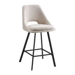 Bar stool Initiate pakoworld cream fabric-leg black metal 48x56x98cm