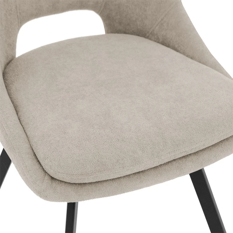 Bar stool Initiate pakoworld cream teddy fabric-leg black metal 48x56x98cm