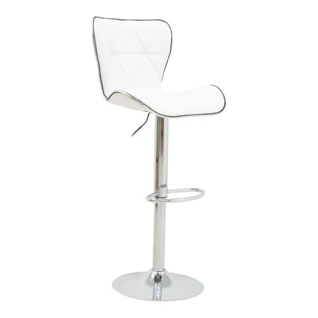 Bar stool Jorine pakoworld height adjustable white pu-chrome base 53x44x114cm