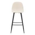 Σκαμπό μπαρ μεσαίου ύψους Bella pakoworld εκρού ύφασμα με μαύρο μεταλλικό πόδι 41,5x49x98εκ