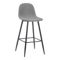 Middle height bar stool Bella pakoworld grey fabric with black metal leg 41.5x49x98cm
