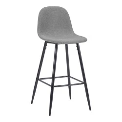 Middle height bar stool Bella pakoworld grey fabric with black metal leg 41.5x49x98cm Middle height bar stool Bella pakoworld grey fabric with black metal leg 41.5x49x98cm