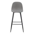 Middle height bar stool Bella pakoworld grey fabric with black metal leg 41.5x49x98cm