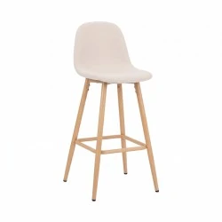 Mid-height bar stool Bella pakoworld cream fabric with natural color metal leg 41.5x49x98cm Mid-height bar stool Bella pakoworld cream fabric with natural color metal leg 41.5x49x98cm