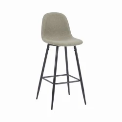 Middle height bar stool Bella pakoworld olive green fabric with black metal leg 41.5x49x98cm Middle height bar stool Bella pakoworld olive green fabric with black metal leg 41.5x49x98cm