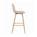 Mid-height bar stool Bella pakoworld beige fabric with natural color metal leg 41.5x49x98cm