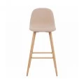 Mid-height bar stool Bella pakoworld beige fabric with natural color metal leg 41.5x49x98cm