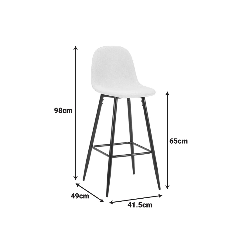 Mid-height bar stool Bella pakoworld beige fabric with natural color metal leg 41.5x49x98cm