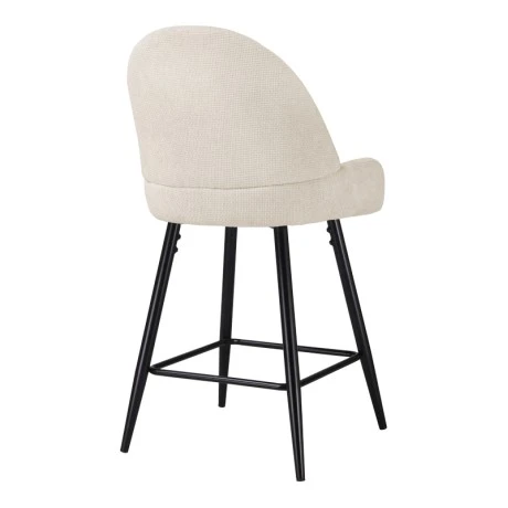 Mid height bar stool Finda pakoworld white fabric with black metal leg 54x51x102cm