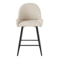 Mid height bar stool Finda pakoworld white fabric with black metal leg 54x51x102cm