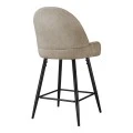Mid height bar stool Finda pakoworld beige fabric with black metal leg 54x51x102cm