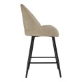 Mid height bar stool Finda pakoworld beige fabric with black metal leg 54x51x102cm