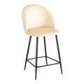 Medium height bar stool Perch pakoworld velvet cream-black metal legs 50x53x99cm
