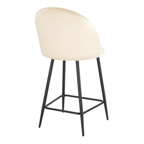 Medium height bar stool Perch pakoworld velvet cream-black metal legs 50x53x99cm