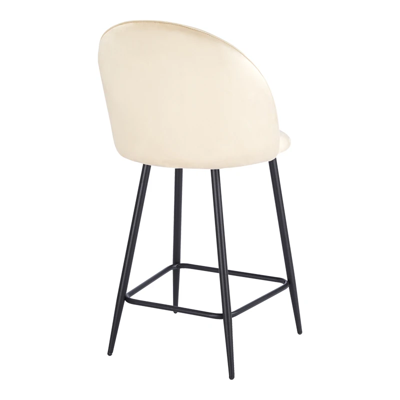 Medium height bar stool Perch pakoworld velvet cream-black metal legs 50x53x99cm
