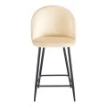 Medium height bar stool Perch pakoworld velvet cream-black metal legs 50x53x99cm