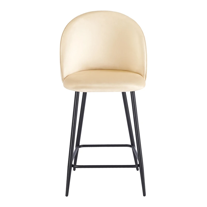 Medium height bar stool Perch pakoworld velvet cream-black metal legs 50x53x99cm