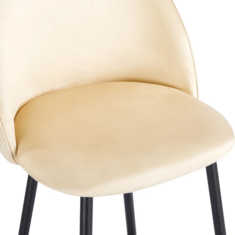 Medium height bar stool Perch pakoworld velvet cream-black metal legs 50x53x99cm