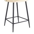 Medium height bar stool Perch pakoworld velvet cream-black metal legs 50x53x99cm