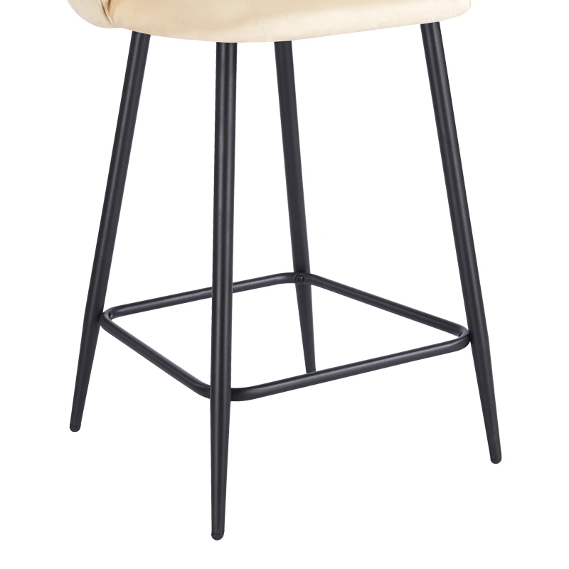 Medium height bar stool Perch pakoworld velvet cream-black metal legs 50x53x99cm