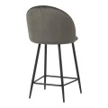 Medium height bar stool Perch pakoworld velvet in anthracite with black metal legs 50x53x99cm