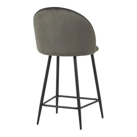 Medium height bar stool Perch pakoworld velvet in anthracite with black metal legs 50x53x99cm
