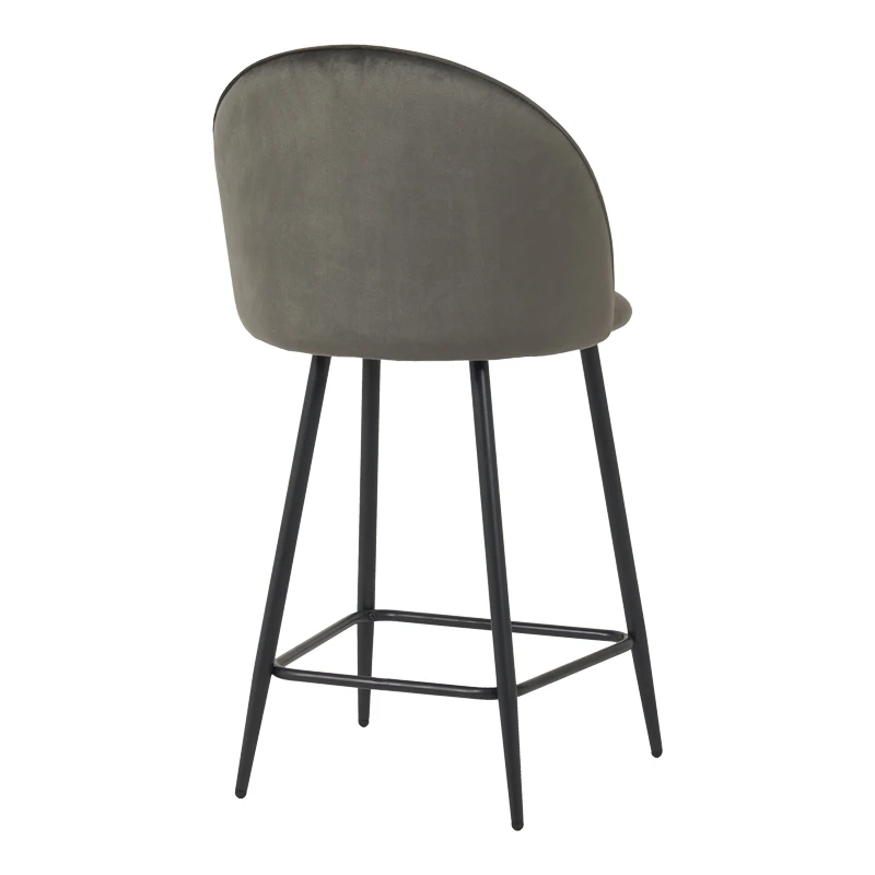 Medium height bar stool Perch pakoworld velvet in anthracite with black metal legs 50x53x99cm