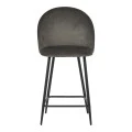 Medium height bar stool Perch pakoworld velvet in anthracite with black metal legs 50x53x99cm